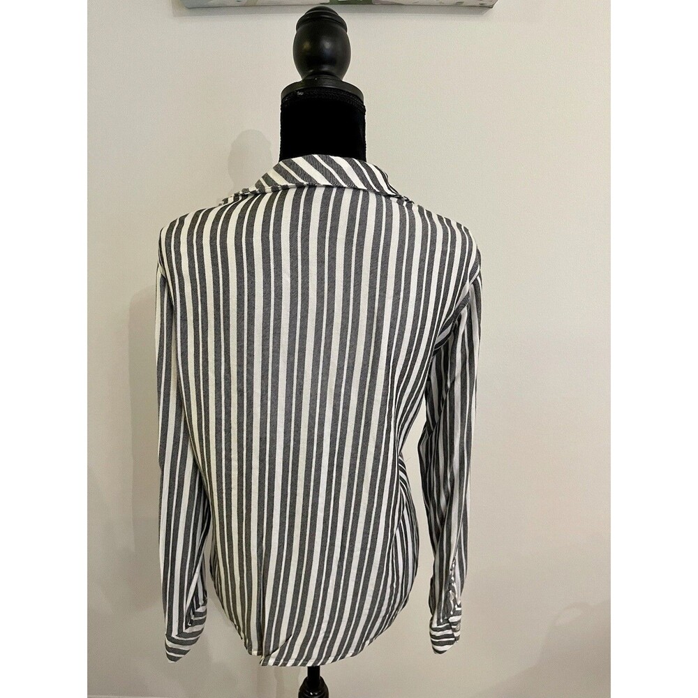 Sanctuary Black White Striped Soft Button Up Shirt Size Medium NEW - Picture 3 of 6